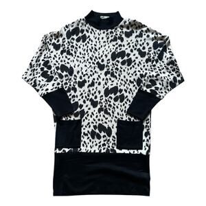 Alberto Makali Black and White Leopard Print Mini Dress
